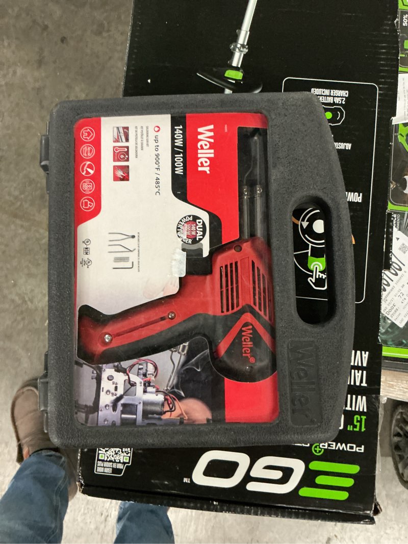 Condition photo showing As Is for weller 9400pks 120v dual heat 140/100w universal soldering gun kit with 6 second heat up time and led lighting