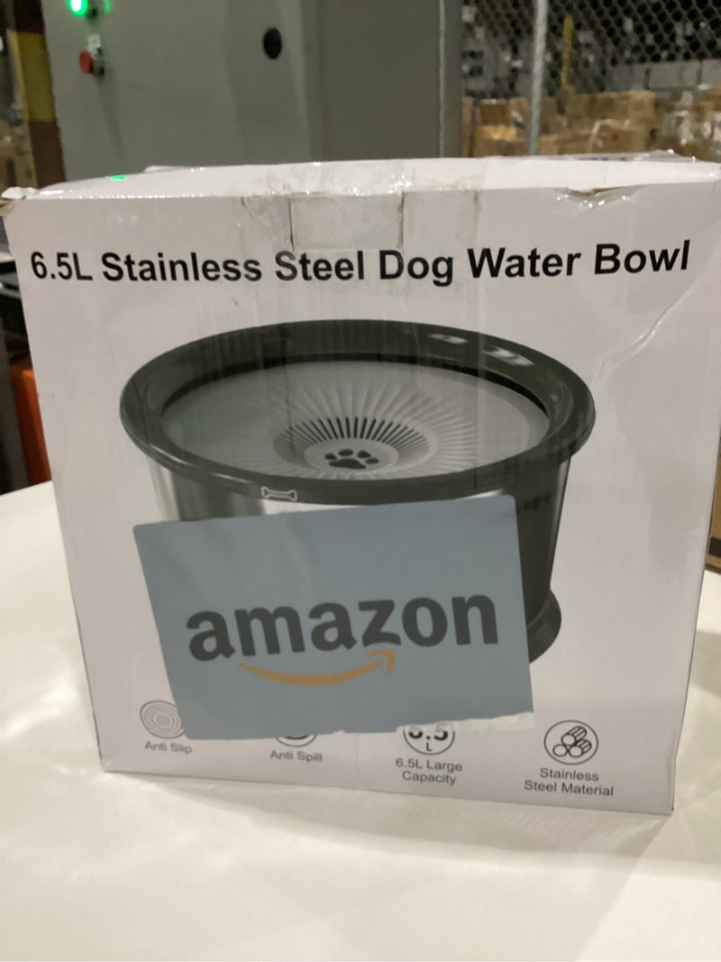 Condition photo showing Good Condition for used 6.5l dog water bowl no spill 1.6 gallon stainless steel water bowl for dogs 220oz large capacity no splash slow drinking feeder with anti-slip mat for messy drinkers