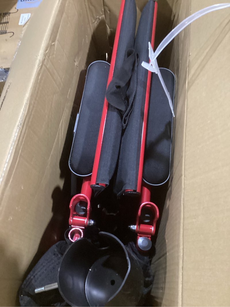 Condition photo showing Good Condition for medline ultra lightweight transport wheelchair for adults, foldable, 19-inch seat width, red frame, black upholstery red wheelchair