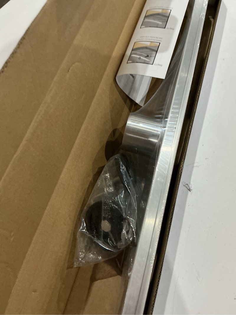Condition photo showing As Is for sanitemodar linear shower drain, shower drain 24 inch high water flow removable grate, brushed 304 stainless steel linear drain with hair strainer, adjustable leveling feet