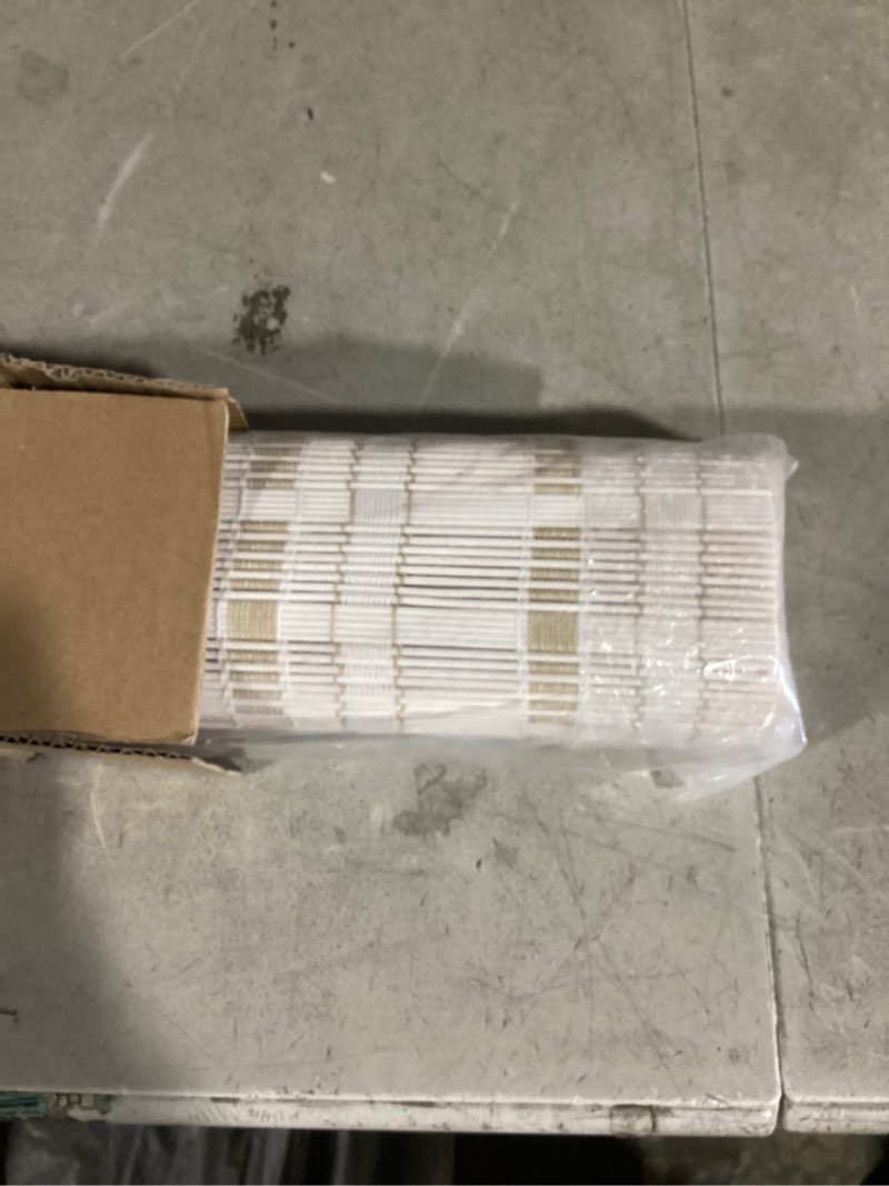 Condition photo showing Good Condition for lazblinds no tools no drill bamboo roller shades, cordless bamboo blinds, light filtering roll up blinds for windows, french door, porch or patio, 29'' w x 64'' h, whitewash b whitewash b 29'' w x 64'' h