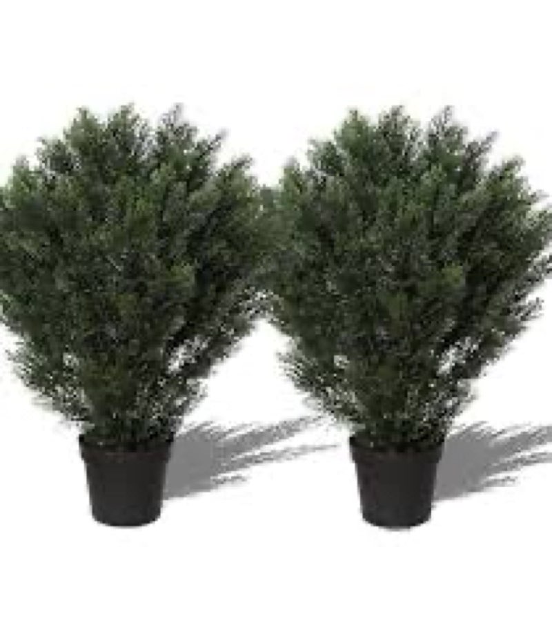 31 Inch Artificial Cedar Topiary Tree 2.6ft Faux Bushes Cypress Plant with Pot for Indoor/Outdoor
