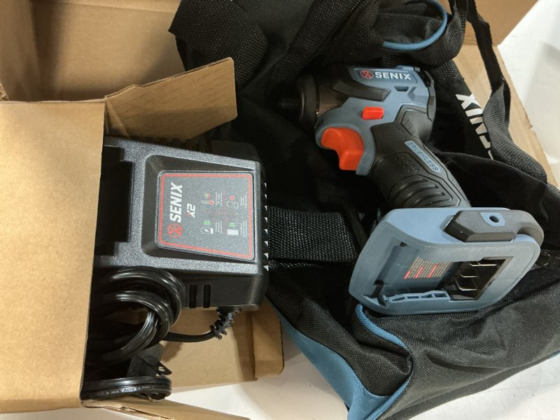 Condition photo showing Good Condition for senix x2 20-volt 1/4-in brushless cordless impact driver (1-battery included, charger included and soft bag included)