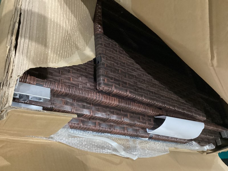 Condition photo showing Good Condition for dimar garden outdoor coffee table wicker patio rattan side table with glass top and storage shelf,40in mixed brown