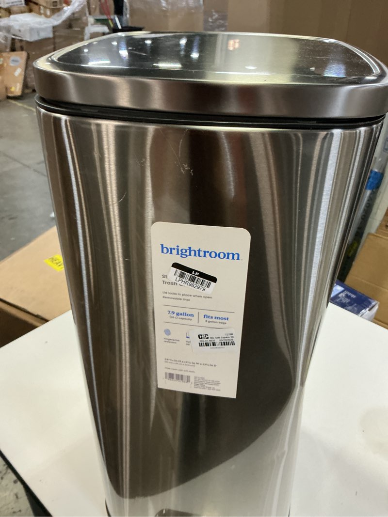 Condition photo showing As Is for 30l soft square step trash can silver - brightroom™