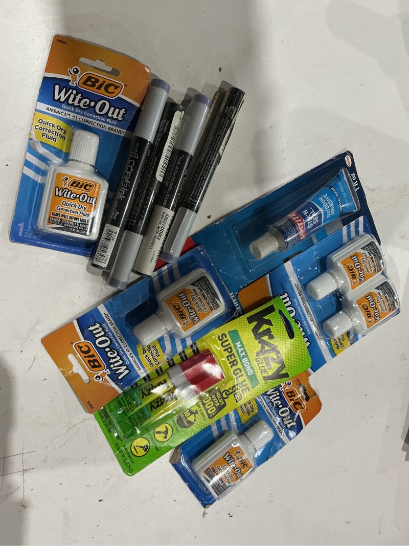 Condition photo showing As Is for assorted lot of office and school supplies 
