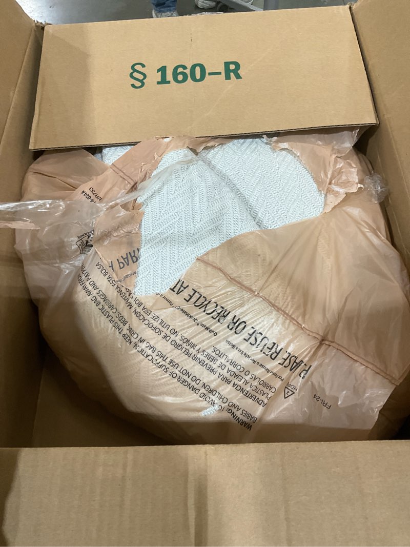 Condition photo showing As Is for Threadmill Luxury Cotton Blankets for Queen Size Bed | All-Season 100% Cotton Queen Size Blanket | Herringbone Cozy, Soft Breathable Fall Thermal Blanket fits Full Size Bed | Light Grey