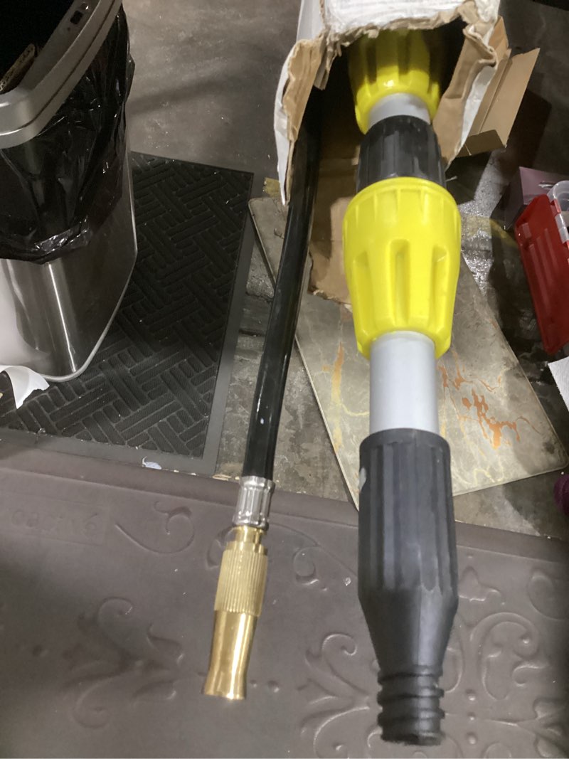 Condition photo showing Good Condition for buyplus 18ft reach telescopic gutter cleaning tools from the ground, long reach gutter cleaner wand with hose attachment, rain gutter cleaner tool with extension pole for 2nd story house 10ft