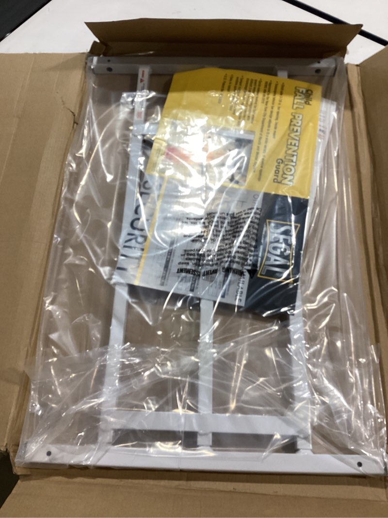 Condition photo showing Good Condition for segal s 4752 fixed window guard – adjustable child safety window guard prevents accidental falls, tamper resistant screws included, non-egress, white, 23-1/2 to 38 in. w x 15-1/4 in. h (single pack)