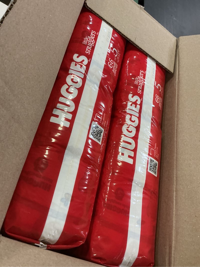 Condition photo showing Good Condition for Huggies Size 5 Diapers, Little Snugglers Baby Diapers, Size 5 (27+ lbs), 132 Count (2 Packs of 66), Packaging May Vary