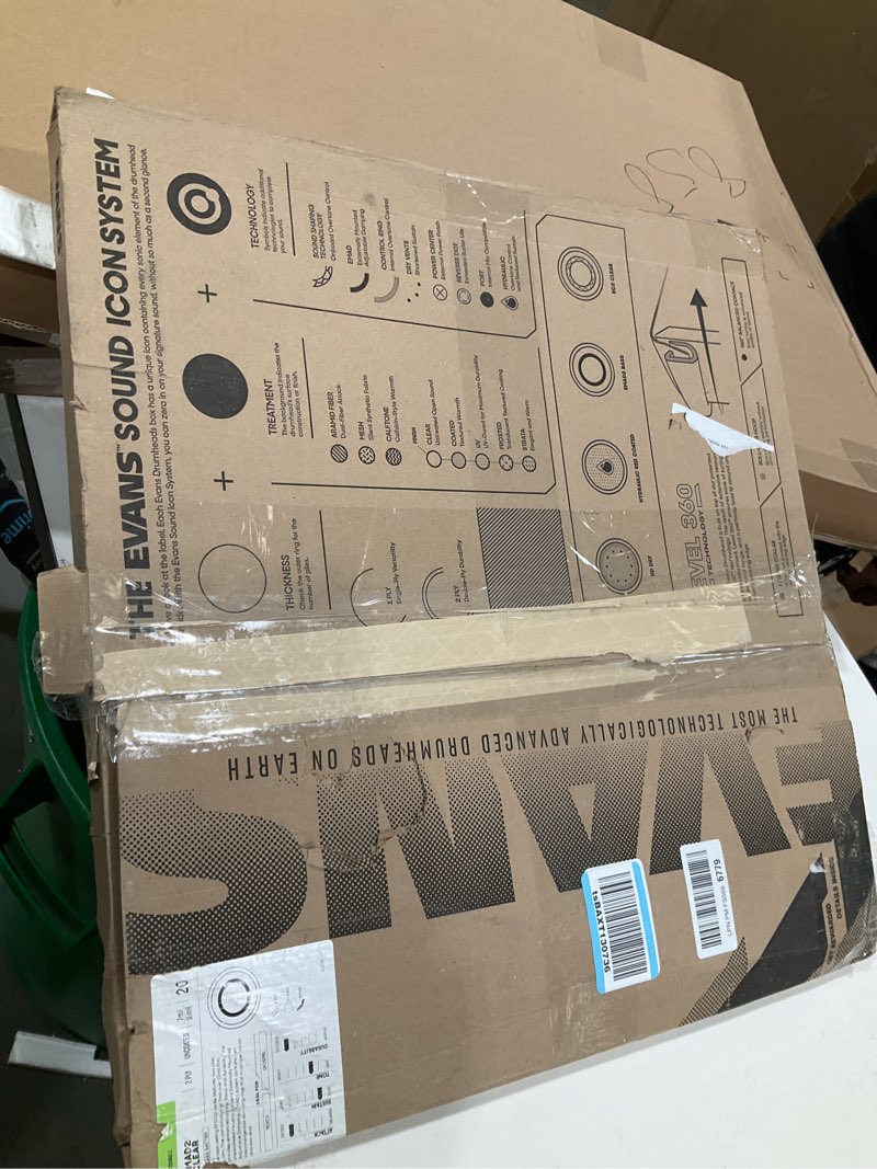 Condition photo showing As Is for Evans EMAD2 Clear Bass Drum Head, 20” – Externally Mounted Adjustable Damping System Allows Player to Adjust Attack and Focus – 2 Foam Damping Rings for Sound Options - Versatile for All Music Genres 20-inch