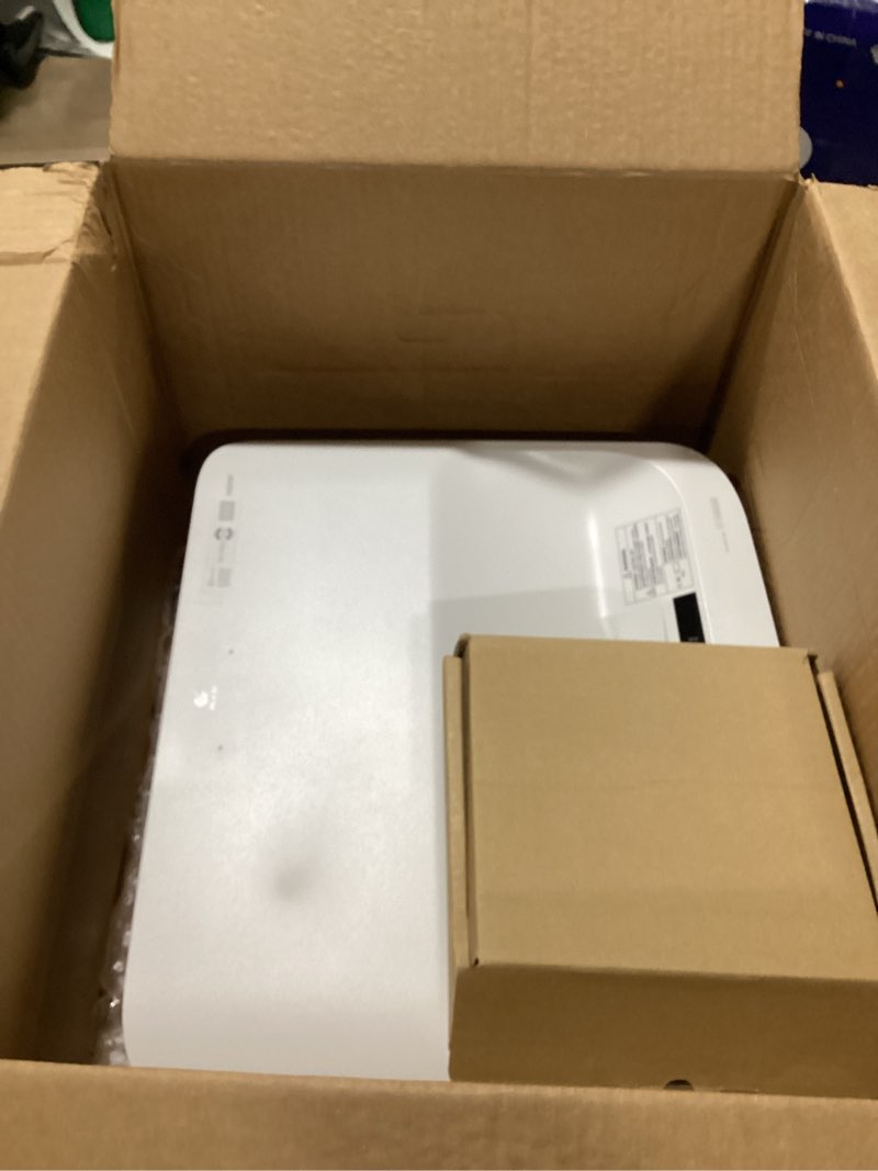 Condition photo showing As Is for Epson EpiqVision Ultra LS650 Ultra Short Throw 3-Chip 3LCD Smart Streaming Laser Projector, 4K PRO-UHD, HDR, 3,600 Lumens, up to 120", Epson Setting Assistant, Android TV, Sound by Yamaha - White