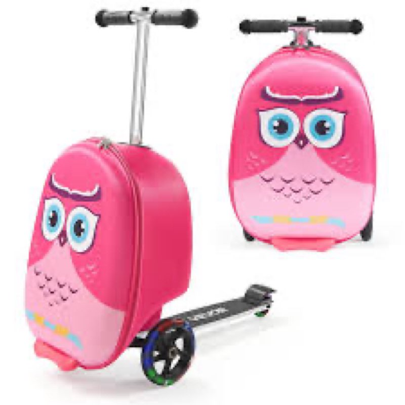 vevor ride-on luggage, 20 l capacity, 20 inches kids scooter suitcase with flash pu wheels, adjustab