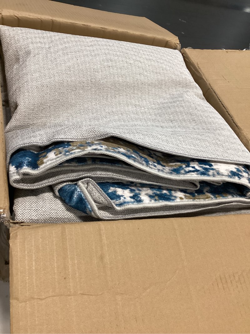 Condition photo showing Good Condition for 9x12 Modern Abstract Accent Rug Non Slip Stain Resistant Throw Rug Low Pile Washable Indoor Floor Cover for Living Room Bedroom Office Home Decor, Navy Navy 9' x 12' (Rectangular)