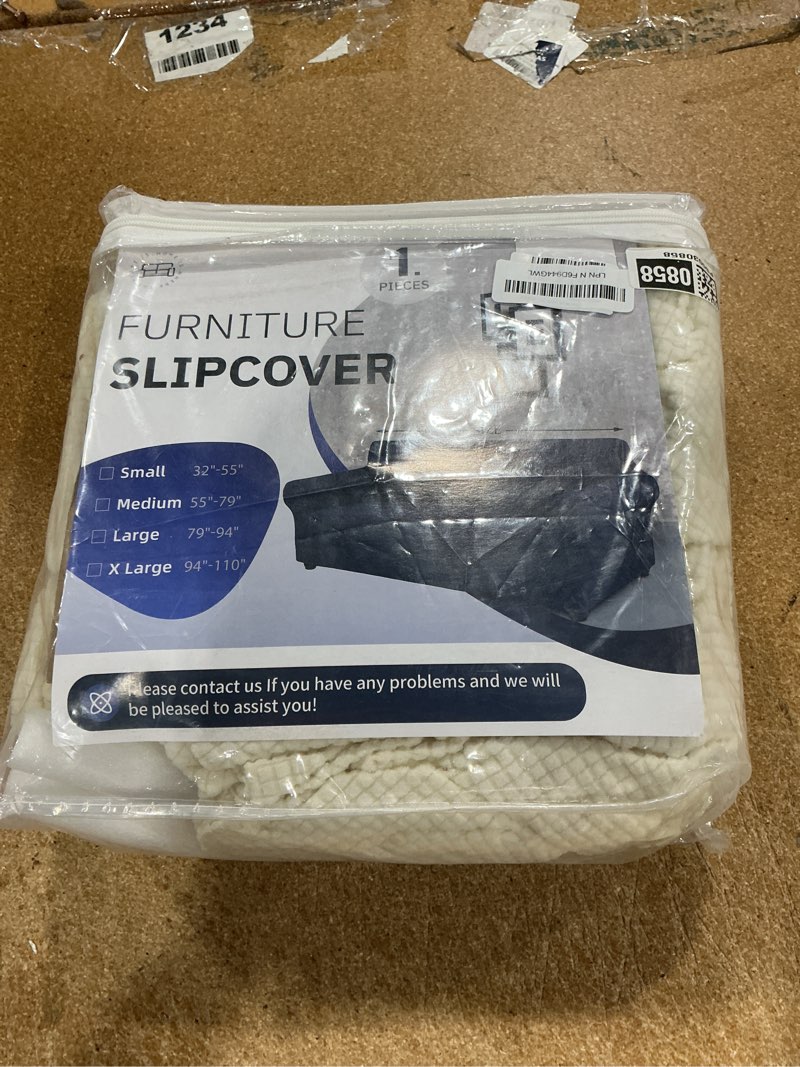 Condition photo showing Good Condition for kekuou stretch single sofa slipcover 1 piece couch sofa cover (31"-55") furniture protector 1 seater sofa with elastic bottom for kids,pet.jacquard small checked pattern fabric(small,beige) beige small