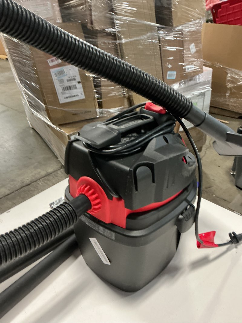 Condition photo showing As Is for Shop-Vac 2.5 Gallon 2.5 Peak HP Wet/Dry Vacuum, Portable Compact Shop Vacuum with Wall Bracket & Multifunctional Attachments, 5760288 Black