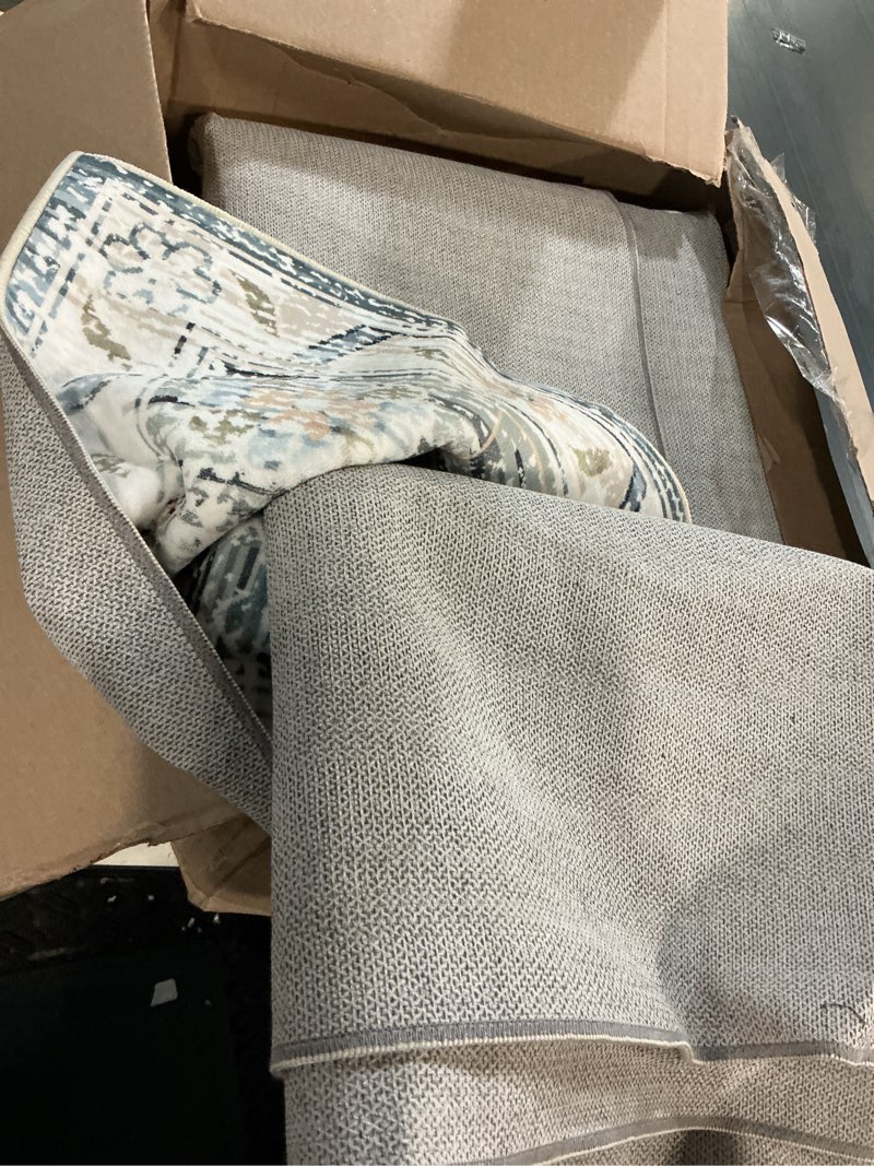 Condition photo showing Good Condition for area rug 9×12, large vintage boho rug,ultra-soft low pile, washable, non slip,stain resistant, printed carpet for living room bedrooms playroom office kitchen, light blue light blue 9' x 12' (rectangular)