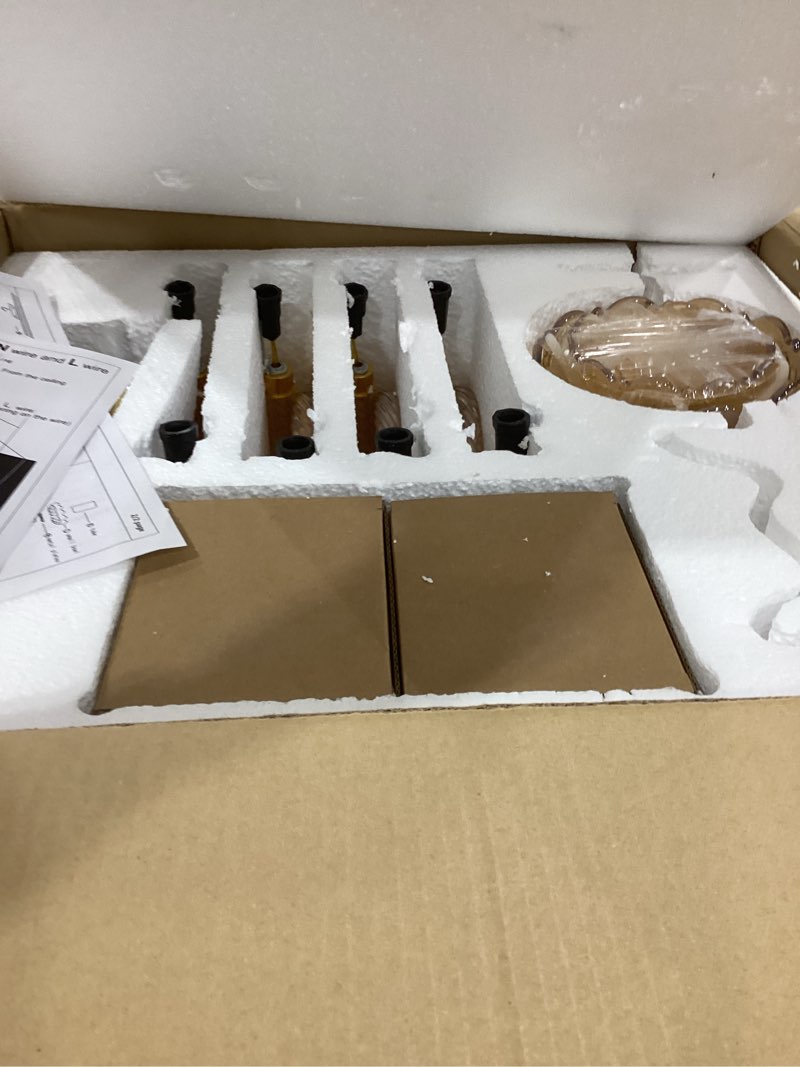 Condition photo showing Good Condition for 8-Light Amber Crystal Chandelier, K9 Crystal Modern Luxurious Crystal Candle Pendant Light, Luxury Crystal Ceiling Light Fixtures for Living Room, Kitchen, Dining Room (8 Lights)