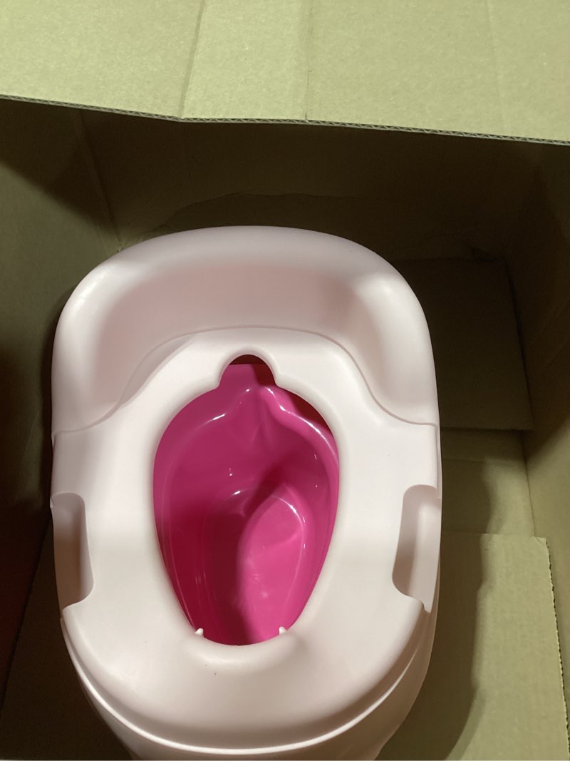 Condition photo showing Good Condition for bright starts disney stitch full comfort potty training toilet, easy clean removable bowl, splash guard, high back for comfort & stability, toddlers up to 50 lbs teal