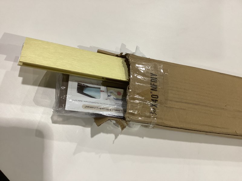 Condition photo showing New/Like New for Gold Floating Frame for 30x40 Canvas Paintings, DIY Metal Canvas Frame with 1.5" Deep Vintage Wall Art/Portrait/Landscape Living Room Bedroom Entryway Gallery Wall Decor (Gold) 30x40" Gold