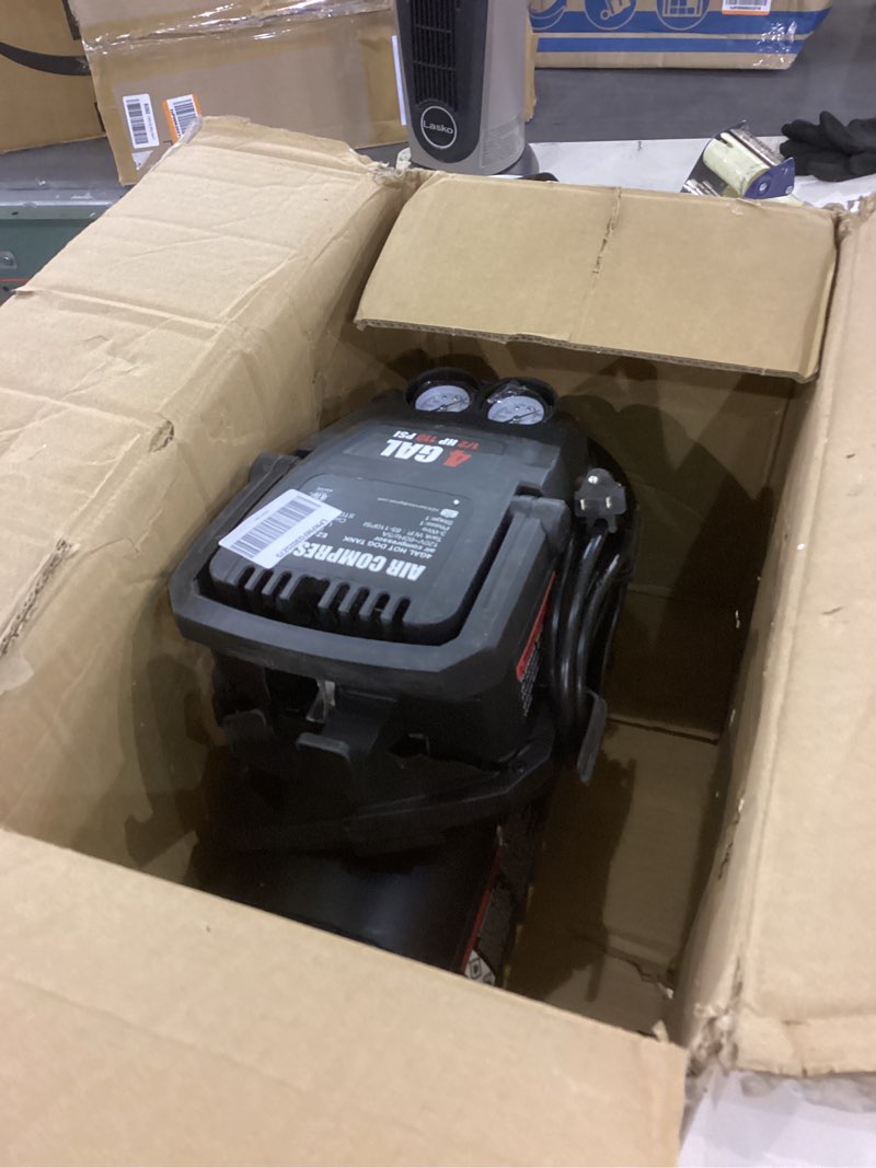 Condition photo showing As Is for Portable Air Compressor, 4 Gallon Max 110PSI Oil Free Air Compressor Tank, 0.5HP Motor 0.6SCFM@90 PSI,1.0SCFM@40PSl Garage Air Compressors for Car Repair, Spray Painting, Woodwork Nailing