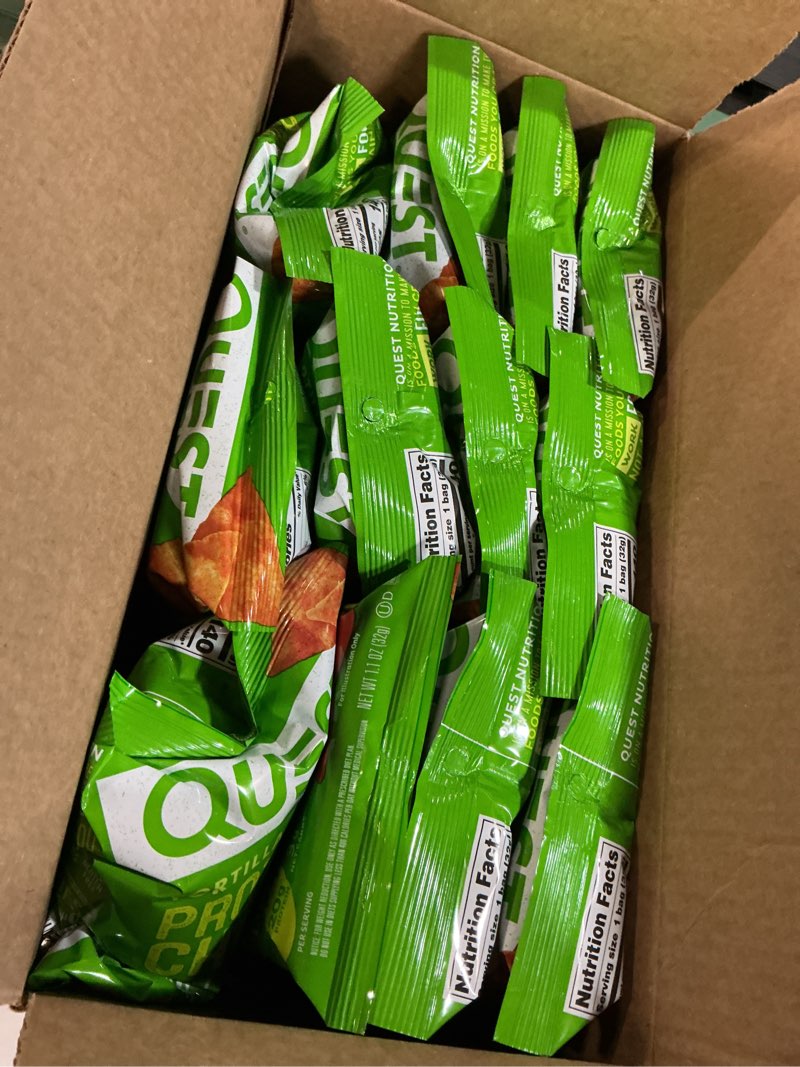 Condition photo showing New/Like New for Best by 09/05/26)Quest Nutrition Chili Lime Tortilla Style Protein Chips, 20g Protein, 3g Net Carbs, Gluten Free, 1.1 oz (Pack of 12)