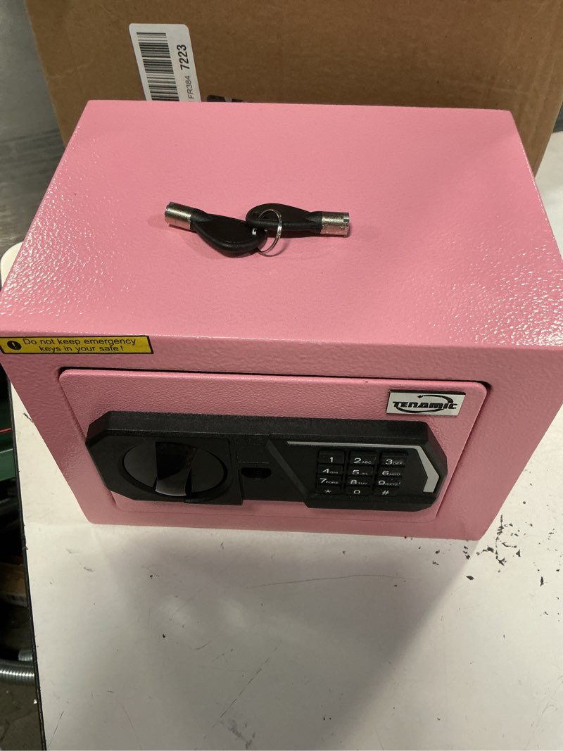 Condition photo showing Good Condition for tenamic safe storage box 0.23 cubic feet electronic digital security box, keypad lock box cabinet safes, solid alloy steel office hotel home safe, pink 0.23 cuft pink