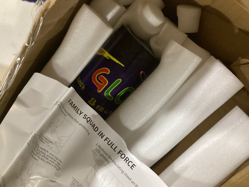 Condition photo showing Good Condition for 150 pcs glow in the dark party supplies, 16 foam sticks, 16 led glasses, 100 glow sticks and 18 finger lights for neon party, wedding, birthday, concert, new year, carnivals, raves