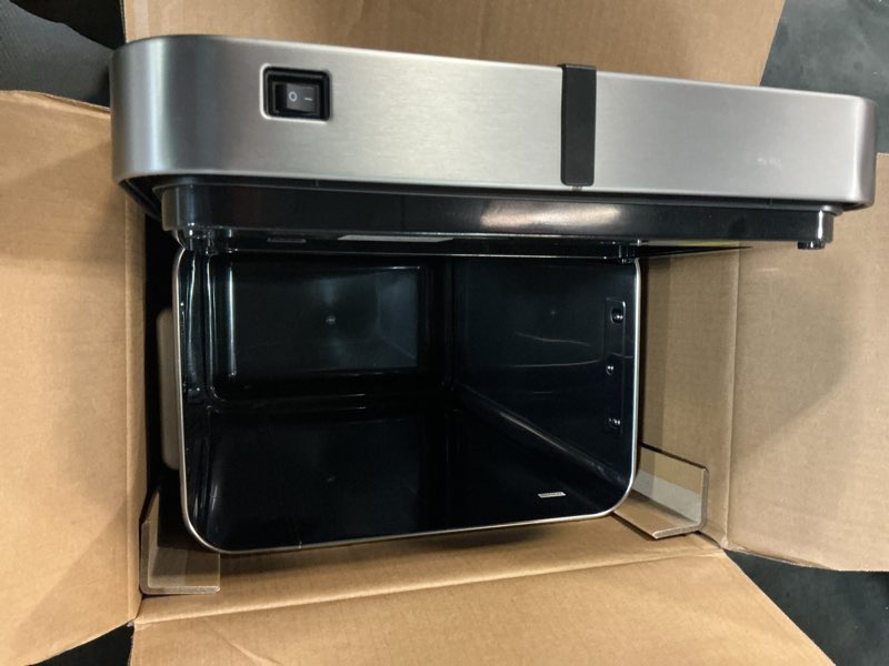 Condition photo showing Good Condition for EKO Deluxe Mirage-T 50 Liter / 13.2 Gallon Touchless Rectangular Motion Sensor Trash Can, Matte Stainless Steel Finish Deluxe 50L - Stainless Steel