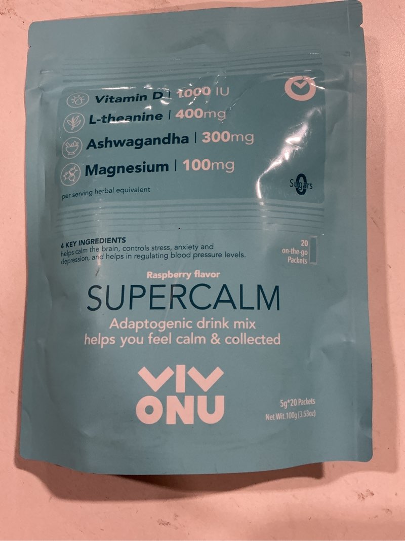 Condition photo showing New/Like New for VivoNu Calm & Sleep Powdered Drink Mix Raspberry L Theanine Ksm-66 Ashwagandha Magnesium Glycinate Vitamin D3 Supplements for Relaxation & Focus No Sugar Non GMO 20pcs/1 Bag