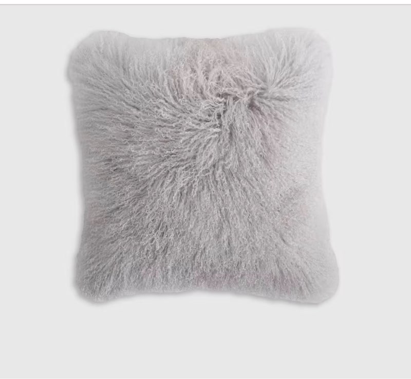luxe mongolian lamb pillow cover 20x20”