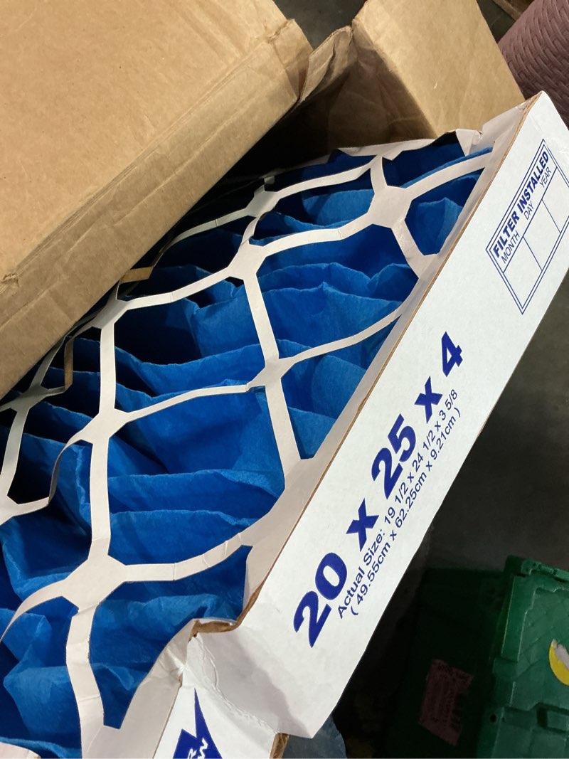 Condition photo showing As Is for nordic pure 20x25x4 (actual size: 19 1/2 x 24 1/2 x 3 5/8) pleated merv 7 air filters 2 pack merv 7 2 pack