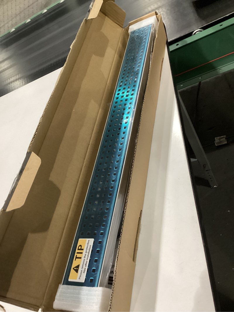 Condition photo showing New/Like New for Linear Shower Drain, Shower Drain 28 Inch(Brushed Nickel), Modern 304 Stainless Steel Shower Floor Drain with Grate Removable, Adjustable Leveling Feet, Rectangular Shower Drains for Bathroom Brushed Nickel 28IN