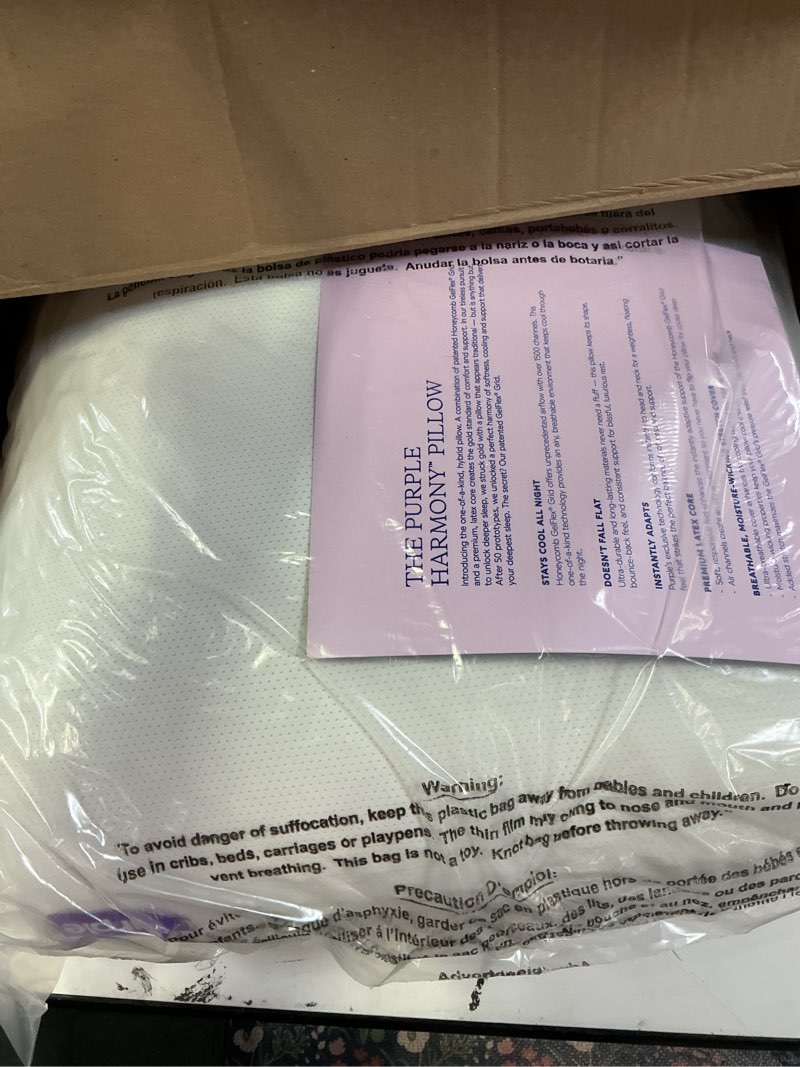 Condition photo showing Good Condition for purple harmony pillow – talalay latex foam cooling pillow for combo or side sleepers, 360º hex gelflex grid for no-pressure support and luxurious weightless feel - standard, medium feel, med height