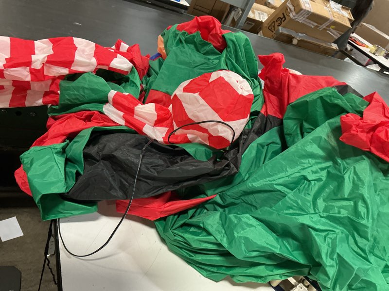 Condition photo showing As Is for 8.5FT Christmas Inflatables Santa Claus Helicopter Decoration - Blow Up Weatherproof IP44, Built-in LED Lights, Indoor/Outdoor Yard & Garden Lawn Decor with Elf & Gift Box (Winter Holiday Xmas)