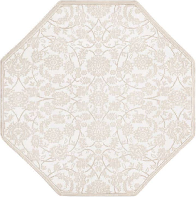 Himalaya Collection 5' 3 x 5' 3 Nepal Octagon Rug white cream 