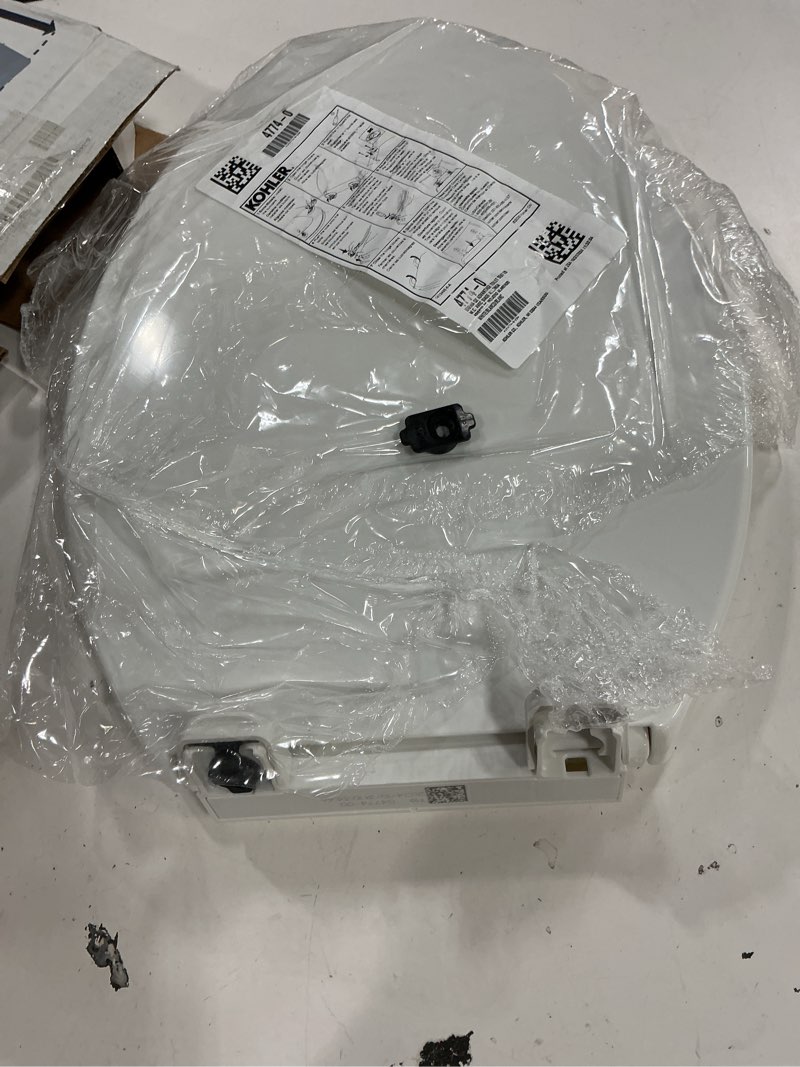 Condition photo showing Good Condition for kohler k-4774-0 brevia elongated white toilet seat with quick-release hinges and quick-attach hardware for easy clean, white