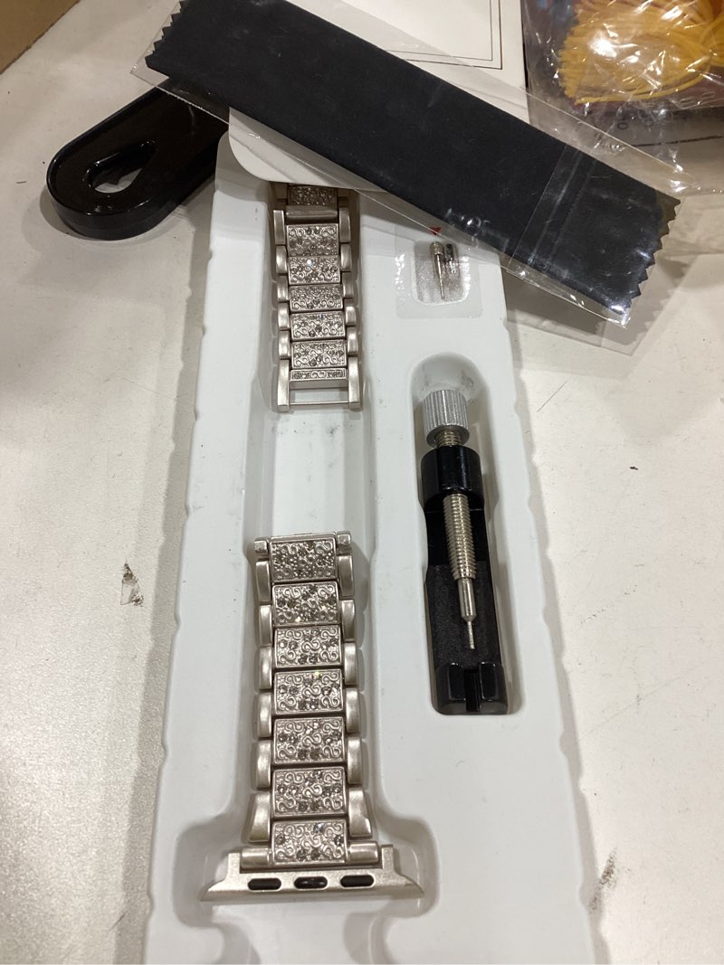 Condition photo showing Good Condition for dressy rose gold iwatch bands for women - compatible with apple watch series 10-1/se/ultra, fits 38mm 40mm 41mm 42mm 44mm 46mm - luxury designer bracelet, bling jewelry strap rose gold pink 42mm/44mm/45mm/46mm(s10)/49mm