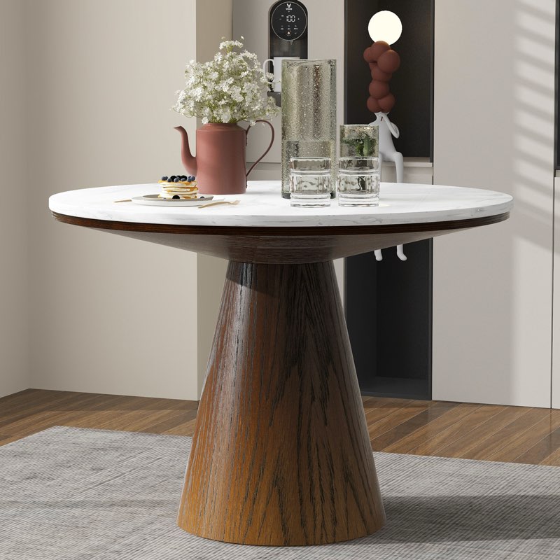 Incomplete only 1 box) Ignotas Round 46.52'',Dining table,Kitchen table,Pedestal dining table with wood frame
