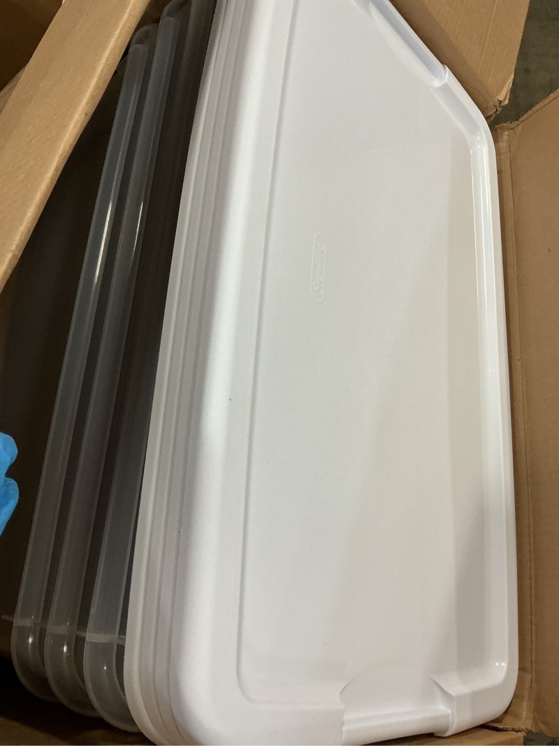 Condition photo showing Good Condition for Sterilite 4 Pack Ultra Latching Box, Storage Bins with Lids, Clear Plastic, 70 Quart - Heavy-Duty Organizing Containers for Closet, Bathroom, and Office 70 Quart 4-Pack