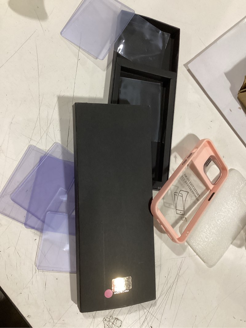 Condition photo showing Good Condition for display phone case for iphone 13 / iphone 14 – clear back card holder case with built-in kickstand, includes 5 protective card sleeves, slim drop protection (pink)