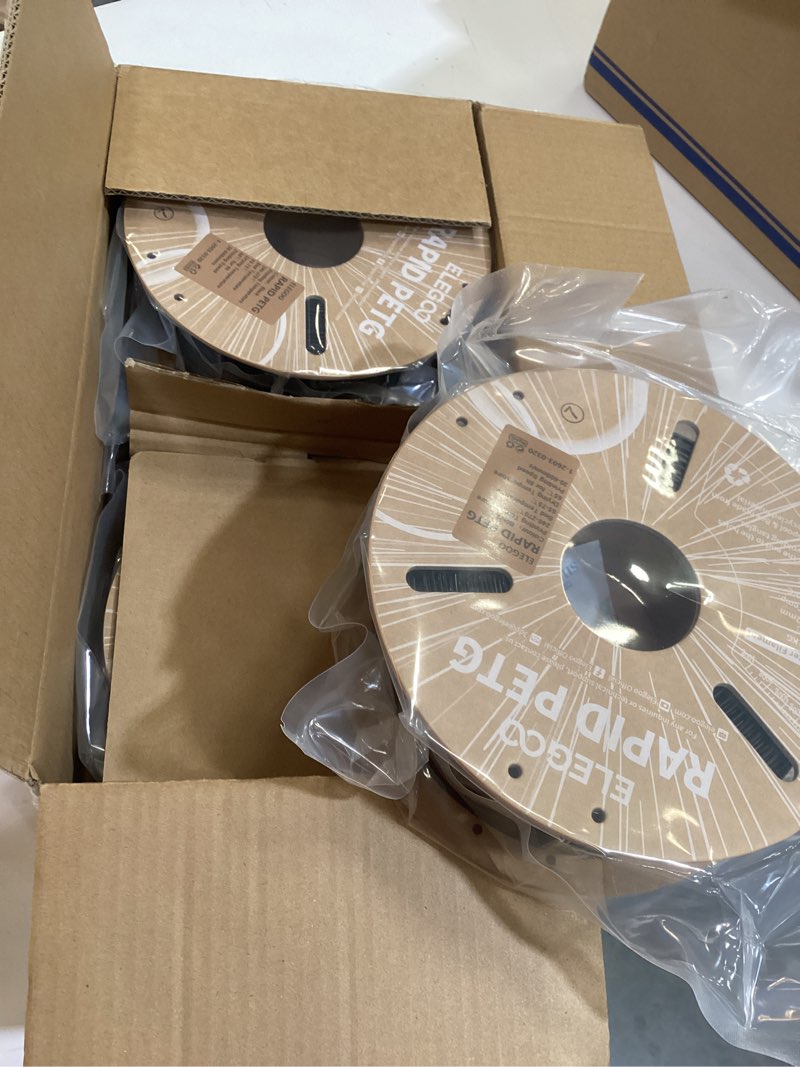 Condition photo showing Good Condition for elegoo rapid petg filament 1.75mm black 4kg, high speed 30-600mm/s 3d printer filament dimensional accuracy +/- 0.02 mm, 1kg cardboard spool(2.2lbs) fits for most fdm 3d printers 4*1kg black