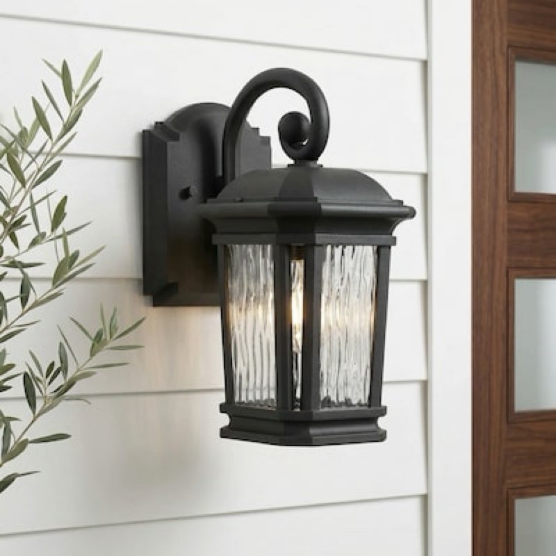 quoizel corrigan 1 -light 10.75-in h matte black hardwired outdoor wall light