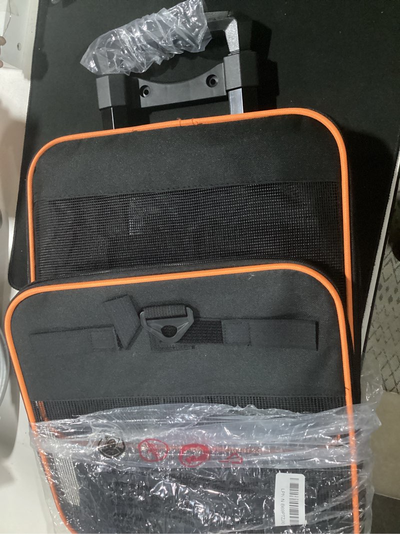 Condition photo showing Good Condition for pet carrier for small pet, cat dog carrier for car soft sided dog rolling crate cat travel bag up to 20 lbs black 20 lbs
