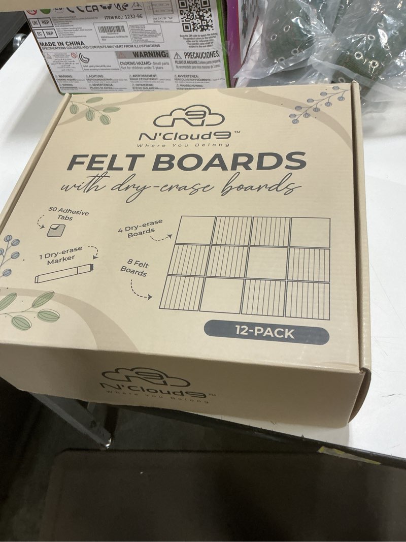 Condition photo showing New/Like New for 2-in-1 Style Felt Cork Board Tiles with Reversible Dry Erase Boards - Bulletin Organizer Pinboards for Wall with Strong Adhesion - Alternative Corkboard for Office and Home - 11.8" x 11.8", 12 Pack