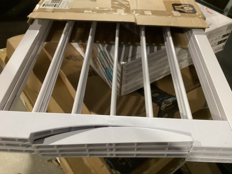 Condition photo showing Good Condition for free standing dog gate indoor, foldable dog gate for doorways stairs hallways, 3-panel freestanding pet gate with support feet for stability, folding puppy gate easy to move, doggy gate 54"x24" white 3-panel, 24"tall