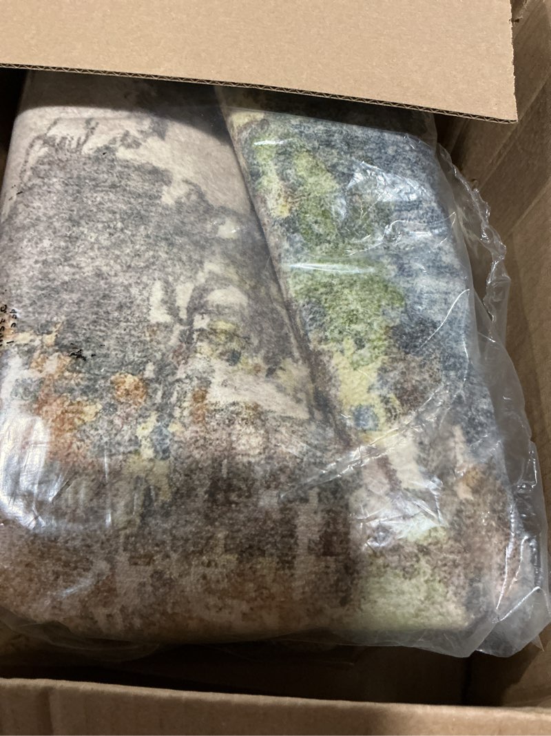 Condition photo showing New/Like New for lahome modern abstract 6x9 area rugs for living room, washable accent bedroom rug low pile stain resistant, blue soft indoor contemporary carpet for dining room table apartment 6' x 9' blue/ivory