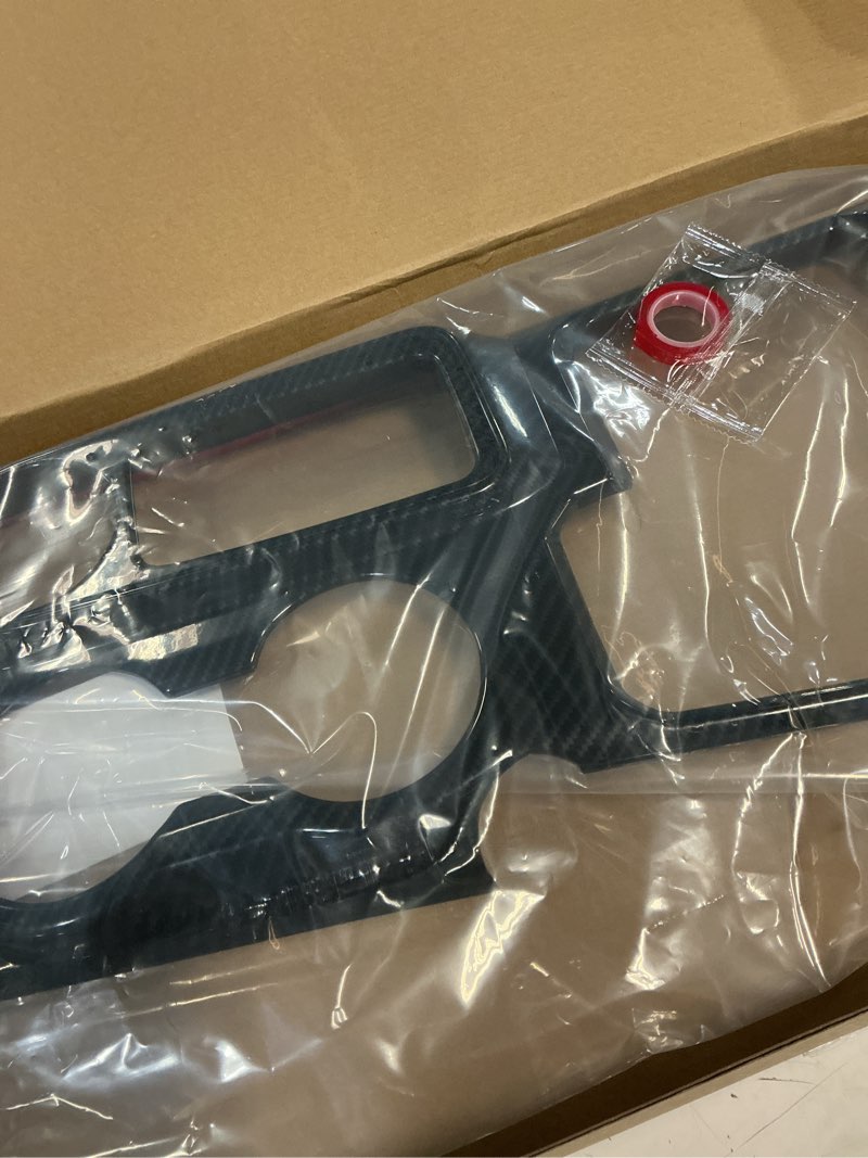 Condition photo showing New/Like New for gear shift panel cover center console cup holder trim compatible with ford bronco 2021-2024 interior accessories, carbon fiber (not for bronco sport) carbon fiber bronco