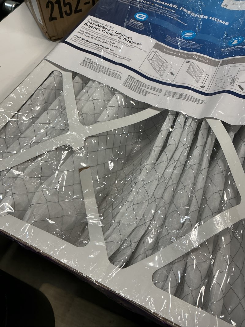 Condition photo showing As Is for filtrete 20x25x5 ac furnace air filter, mpr 1550, merv 12, fits trion airbear, certified asthma & allergy friendly, electrostatic air cleaning filter, 1-pack (actual size 19.56 x 24.13 x 4.75) 4.7" x 24.2" x 19.6"