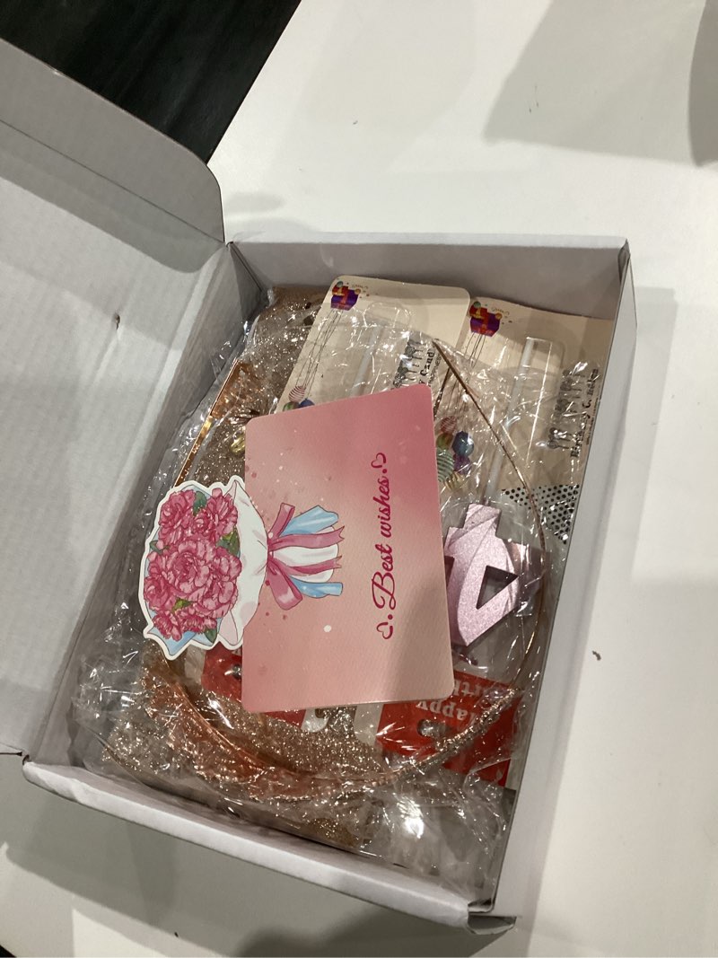 Condition photo showing New/Like New for 40th Birthday Gifts Decorations for Women, Including 40th Happy Birthday Cake Toppers, Birthday Queen Sash with Pearl Pin, Sweet Rhinestone Tiara Crown, Number Candles and Balloons Set 40th-new